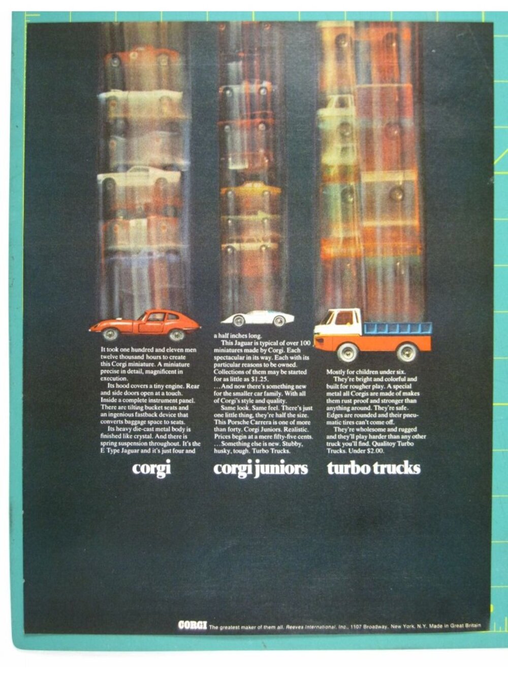 Print Ad Corgi Corgi Juniors Turbo Trucks Miniature Cars Jaguar British 1960s AD
